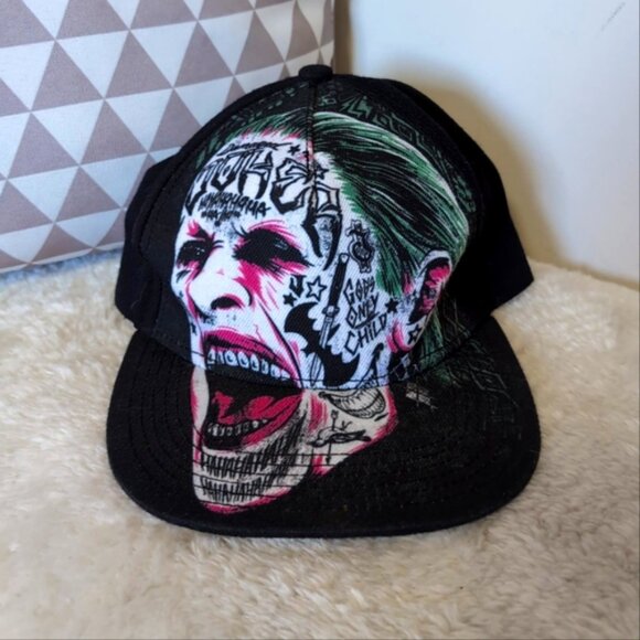 The Suicide Squad The Joker Face Tattoo Collectible Adjustable Hat Snapback Cap - Picture 2 of 6